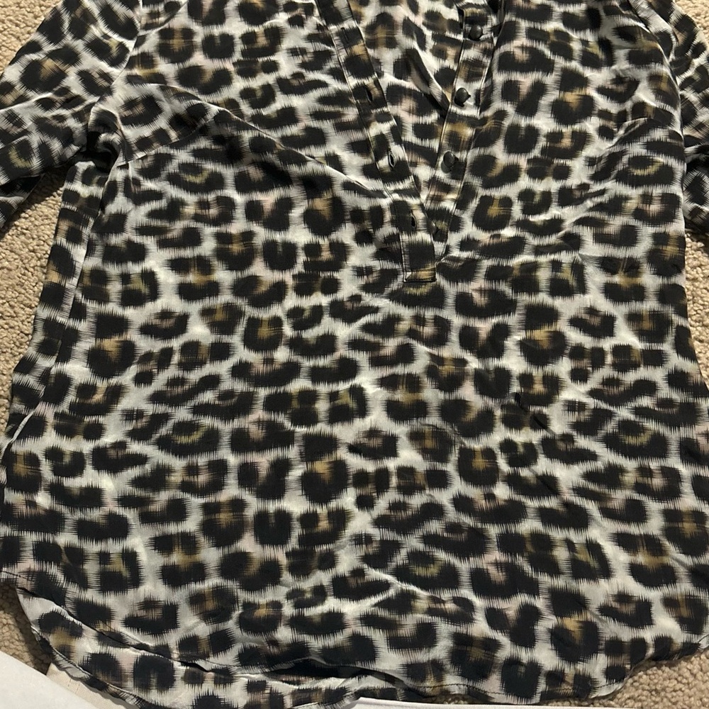 Ann Taylor Animal Print Blouse - Black and Brown